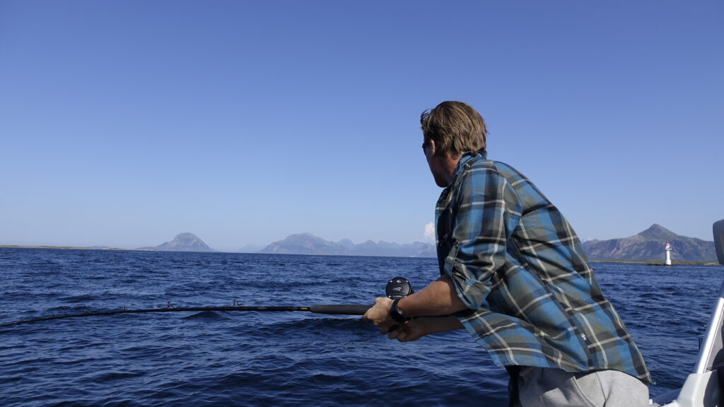Fishing for Halibut on Lille Herstrand in nice clear weather